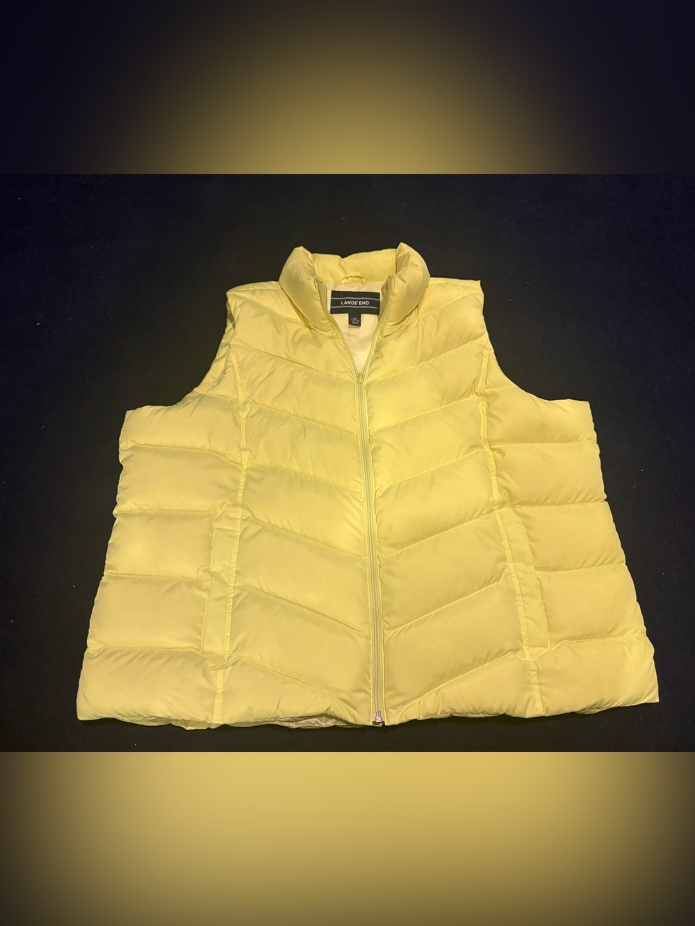 Lands' End Insulated Safety Yellow Puffer Vest Women 2x 20W-22W Down Feathers